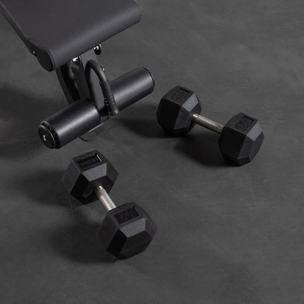 120 LB Straight Stainless Steel Hex Dumbbells - Image 2
