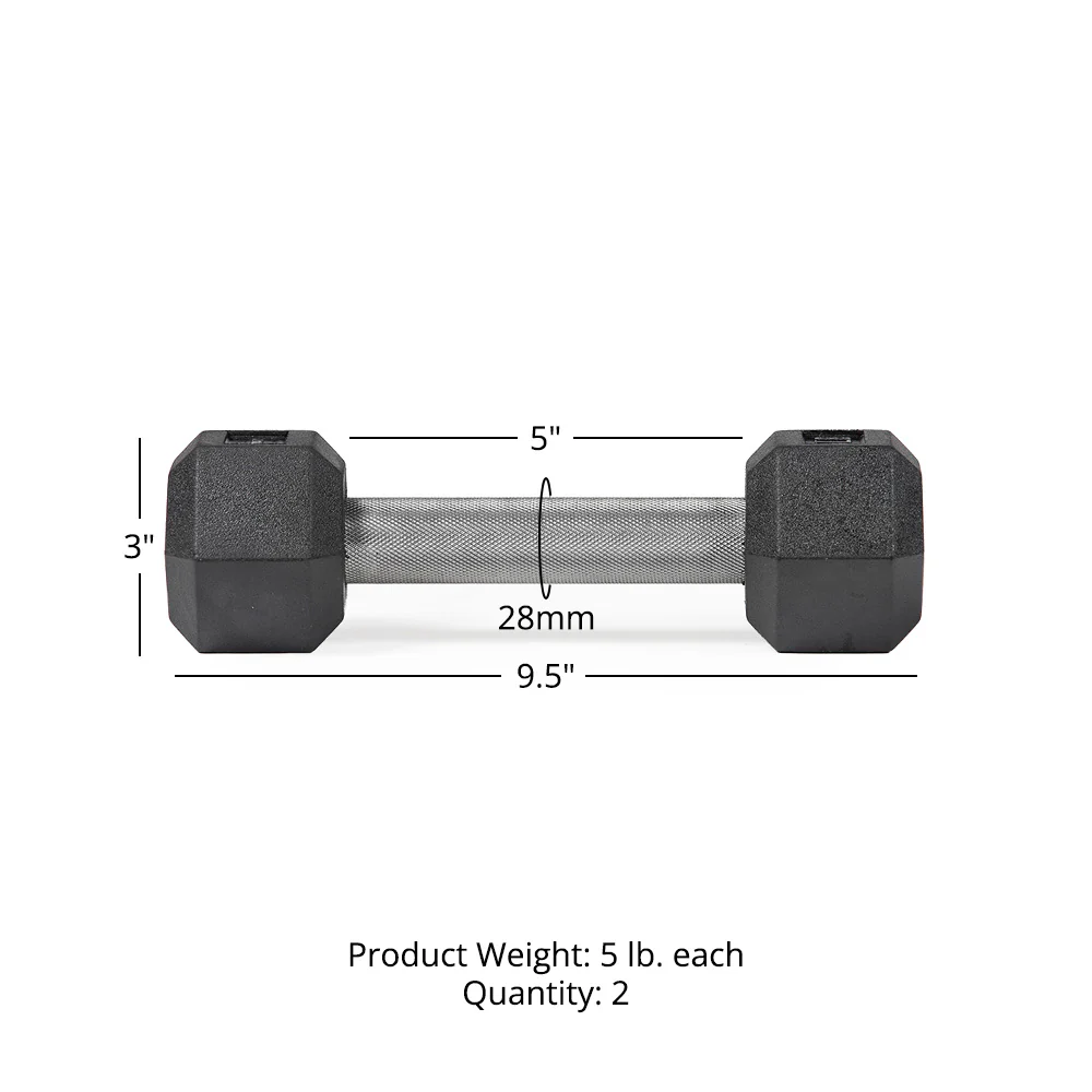 Scratch and Dent - 5 LB Straight Stainless Steel Hex Dumbbells - FINAL SALE - Image 6