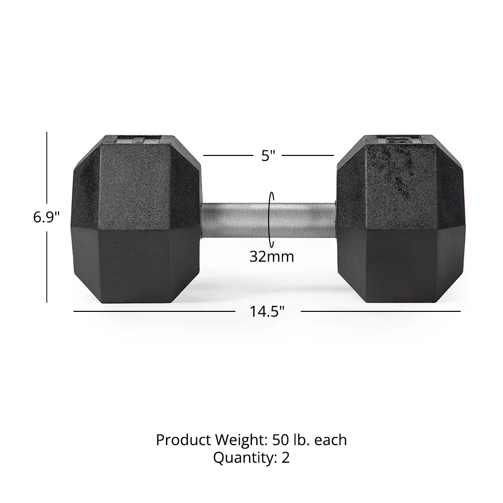 50 LB Straight Stainless Steel Hex Dumbbells - Image 6