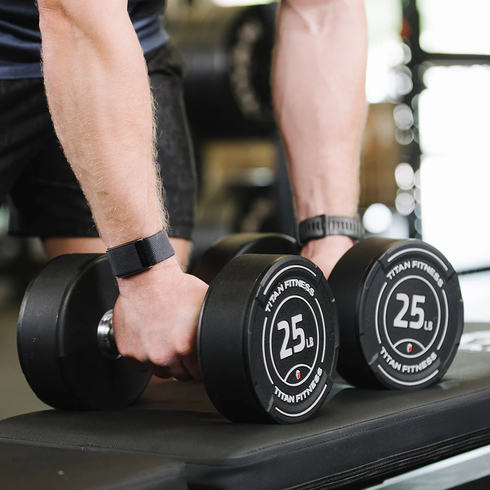 75 LB Pair Round Urethane Dumbbells - Image 7