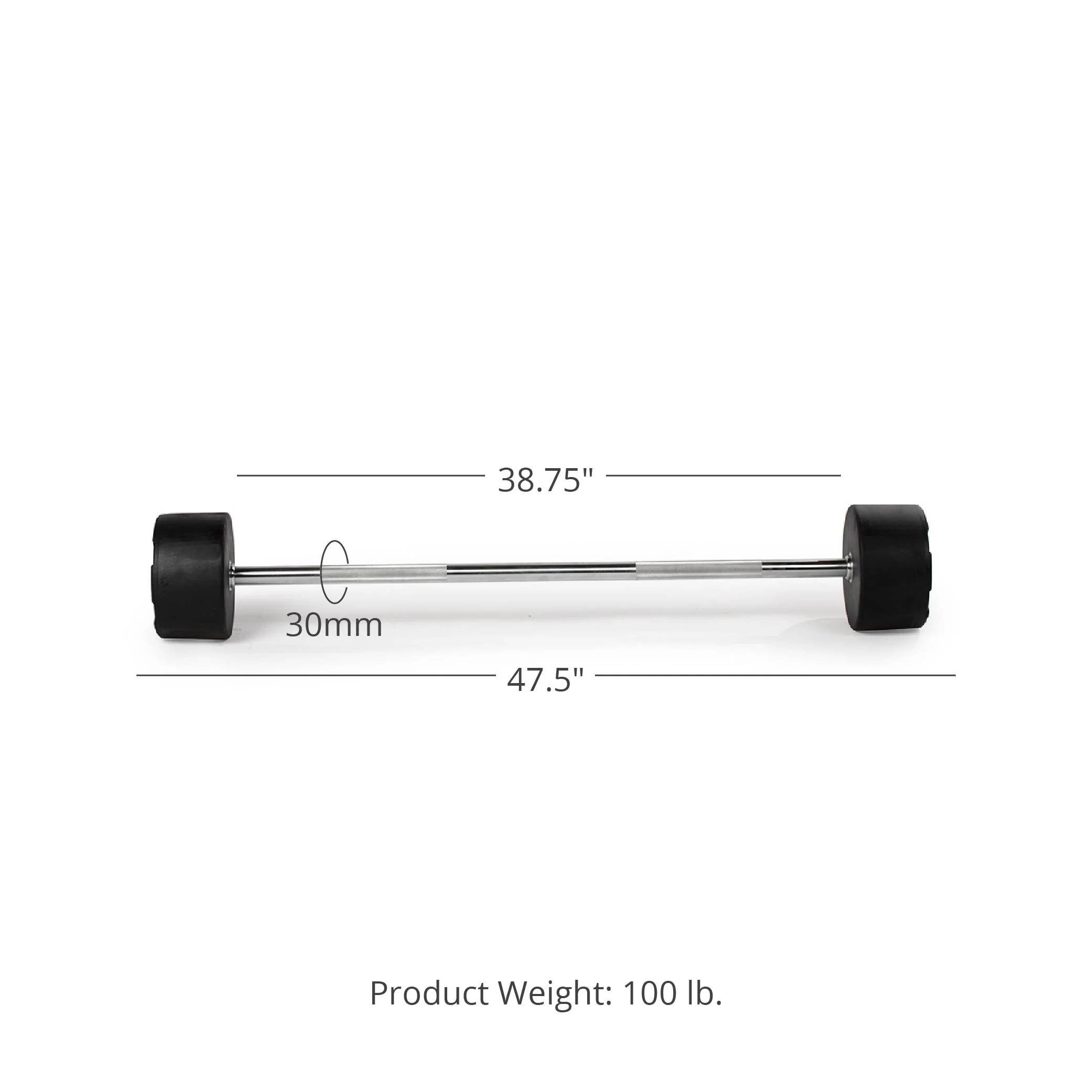 Scratch and Dent, 100 LB Straight Fixed Urethane Barbell - Image 8