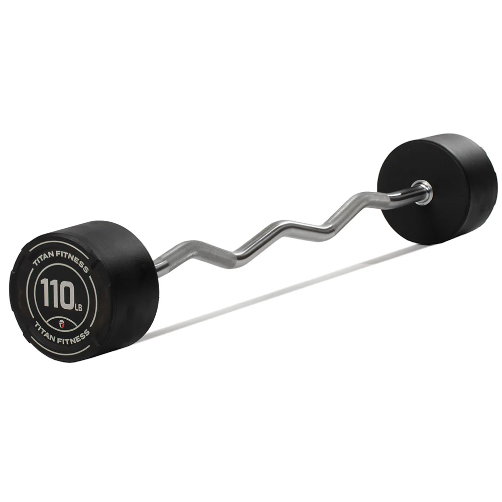 Scratch and Dent, 110 LB EZ Curl Fixed Urethane Barbell