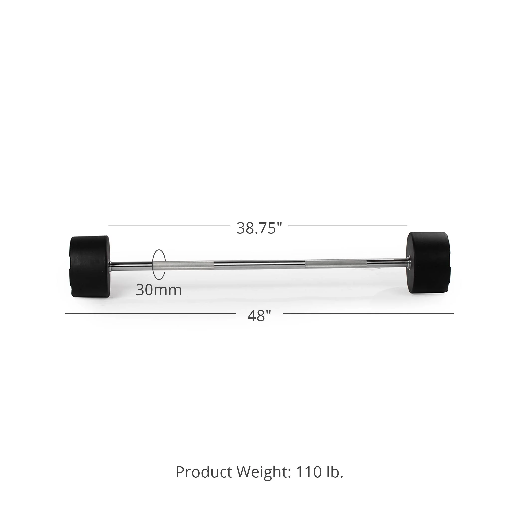 Scratch and Dent, 110 LB Straight Fixed Urethane Barbell - Image 8
