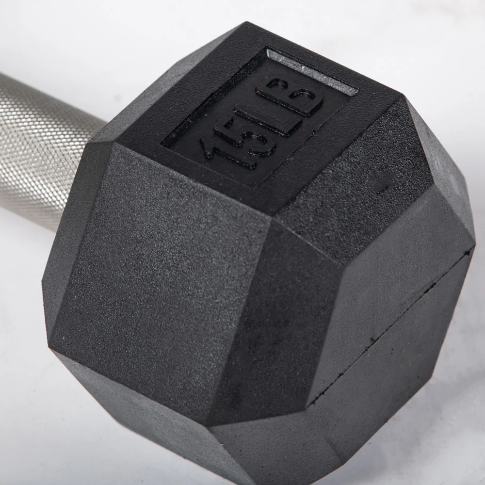 15 LB Straight Stainless Steel Hex Dumbbells - Image 3