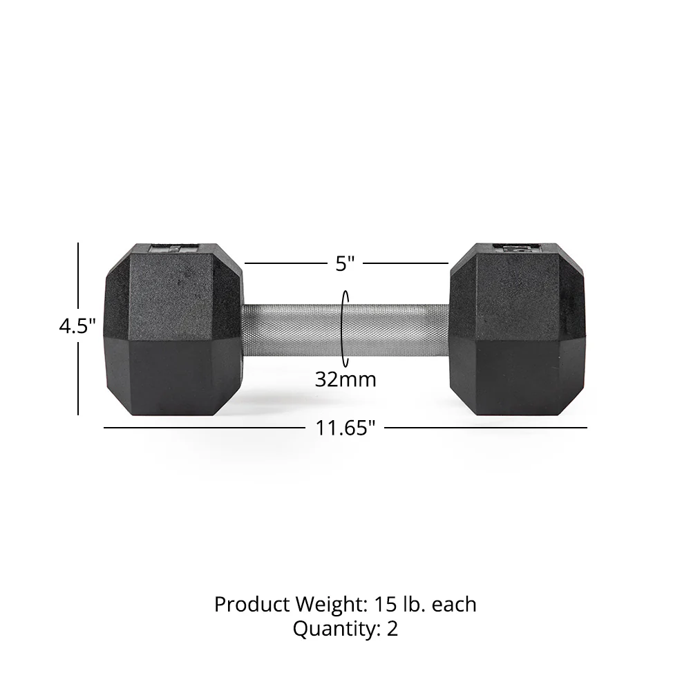 15 LB Straight Stainless Steel Hex Dumbbells - Image 6