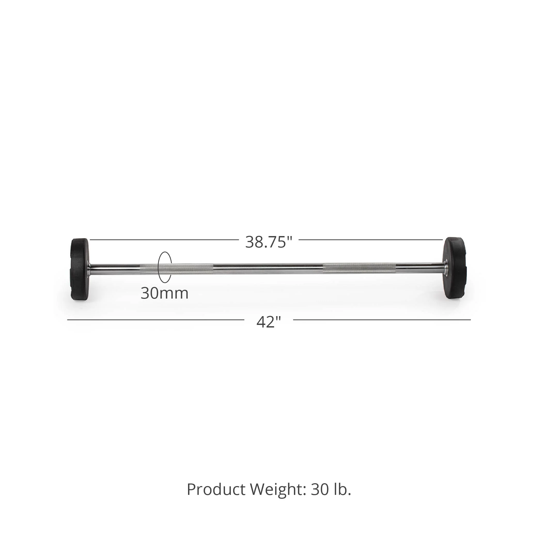 Scratch and Dent, 30 LB Straight Fixed Urethane Barbell - Image 8