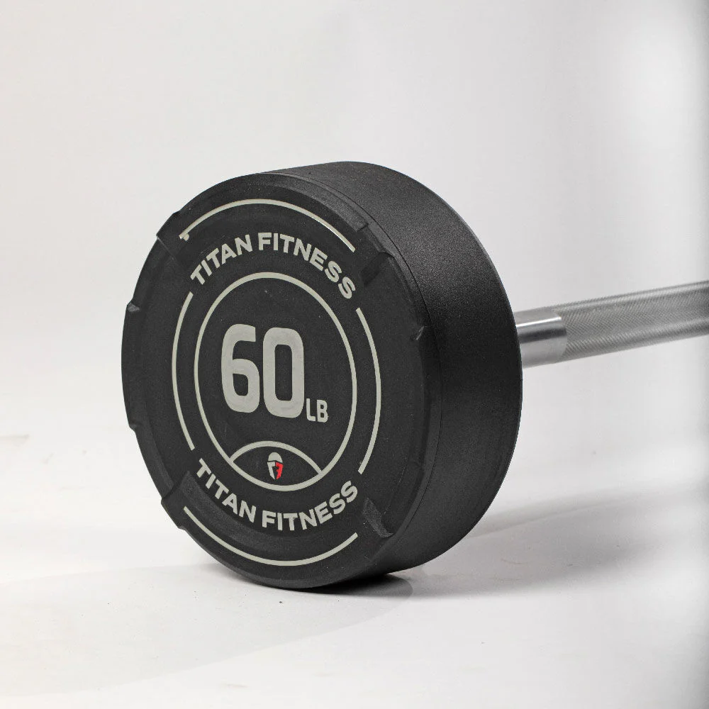 Scratch and Dent, 60 LB Straight Fixed Rubber Barbell - Image 7