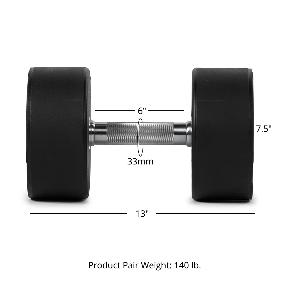 Scratch and Dent, 70 LB Round Urethane Dumbbell - Image 3