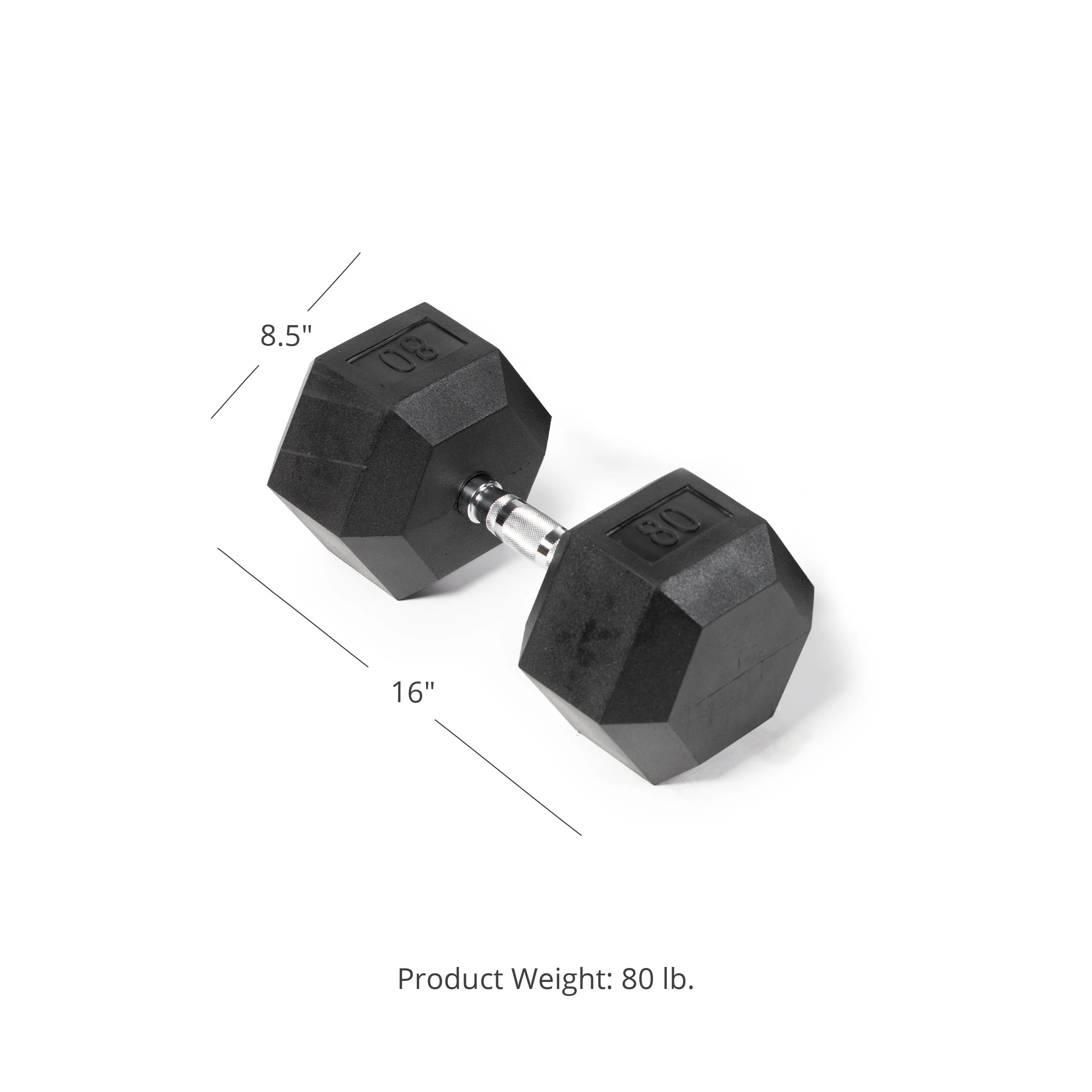 Scratch and Dent, 80 LB Rubber Hex Dumbbell
